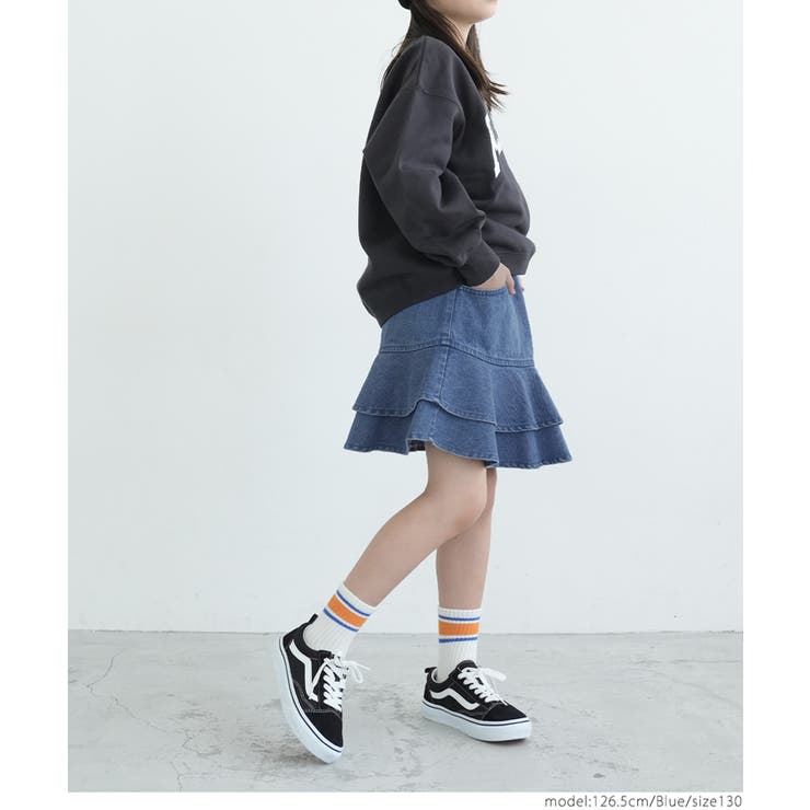 DIOR キッズ デニムスカート 110cmグレー お揃い】デニムツイルバックルミニスカート(110~150cm)(110cm