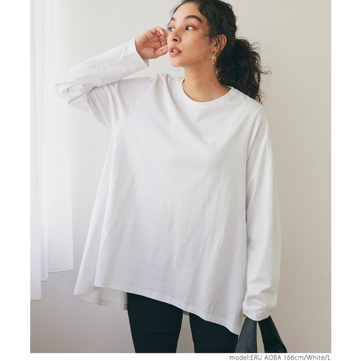 【新品未使用】Anplegant フレアシルエット ホワイト 長袖シャツ フレアロングTシャツ[品番：PA000015332]｜coca（コカ）のレディース