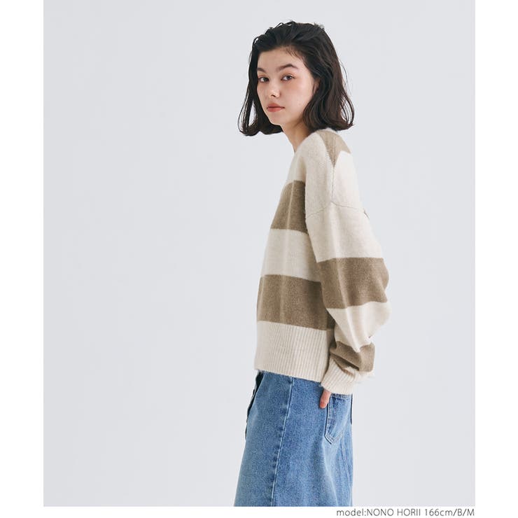 ふあふあヤク風リブ襟クルーネックニット[品番：PA000016248]｜coca