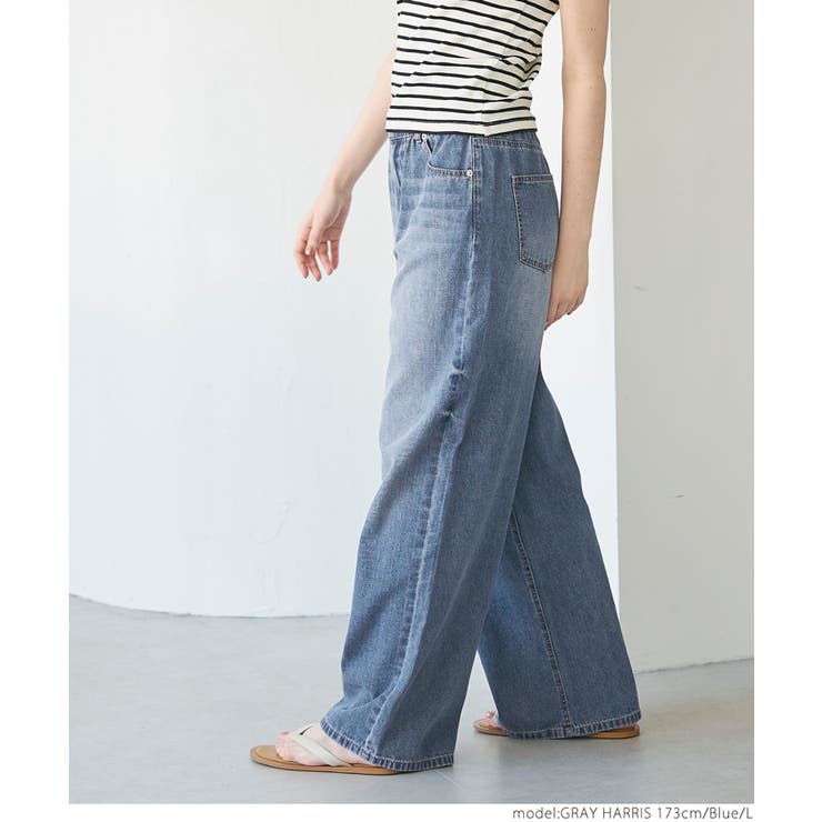 サマーデニムウエストゴムパンツ[品番：PA000016035]｜coca