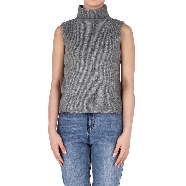 ヤク風ノースリーブハイネックニットベスト[品番：PA000016145]｜coca