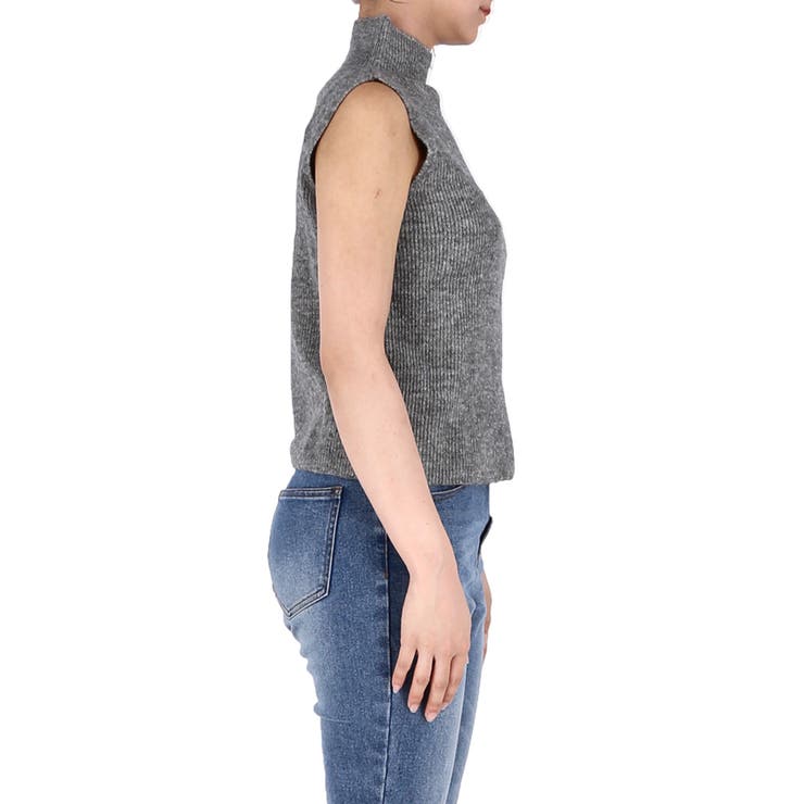 ヤク風ノースリーブハイネックニットベスト[品番：PA000016145]｜coca