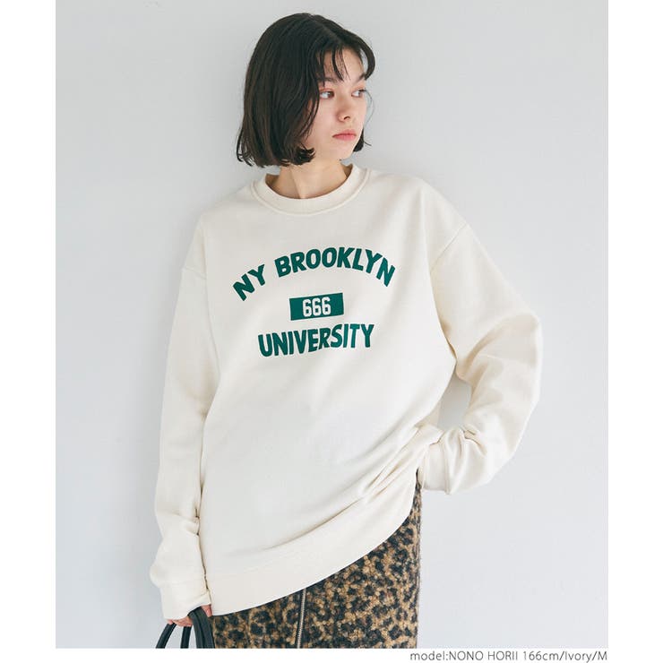 ポリエステルコットン裏起毛レギュラーカレッジロゴトップス メンズ