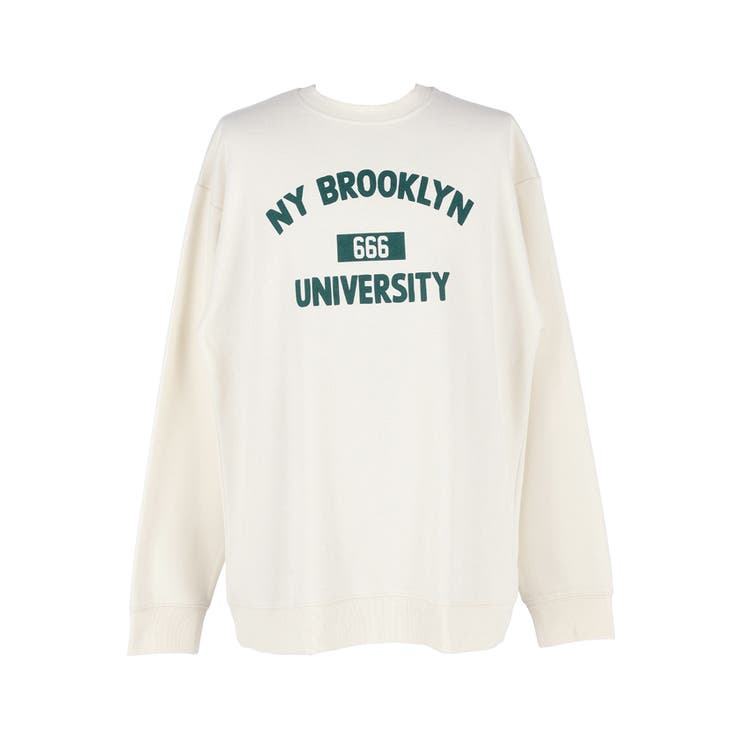 ポリエステルコットン裏起毛レギュラーカレッジロゴトップス メンズ