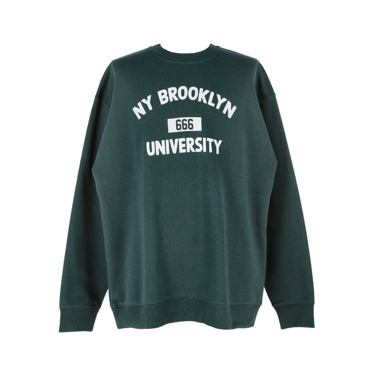 ポリエステルコットン裏起毛レギュラーカレッジロゴトップス メンズ