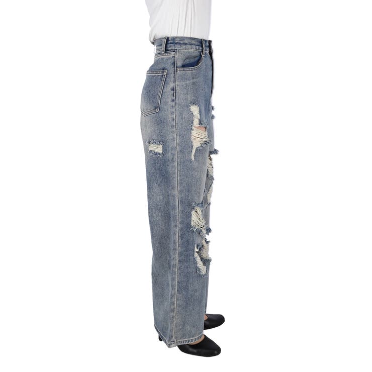 ハイウエストダメージデニムパンツ[品番：PA000016471]｜coca
