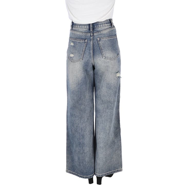 ハイウエストダメージデニムパンツ[品番：PA000016471]｜coca