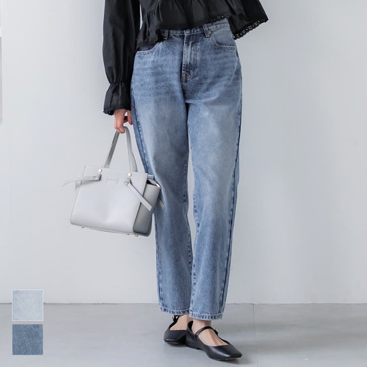 ウォッシュドデニムテーパードパンツ レディース[品番 ウォッシュドデニムテーパードパンツ レディース[品番