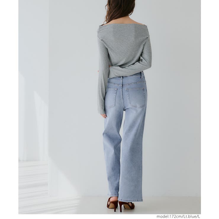 シルバー ストレートデニム レディース Roger&Raw ジーンズ デニム デニムパンツ ラインストーンデニム
