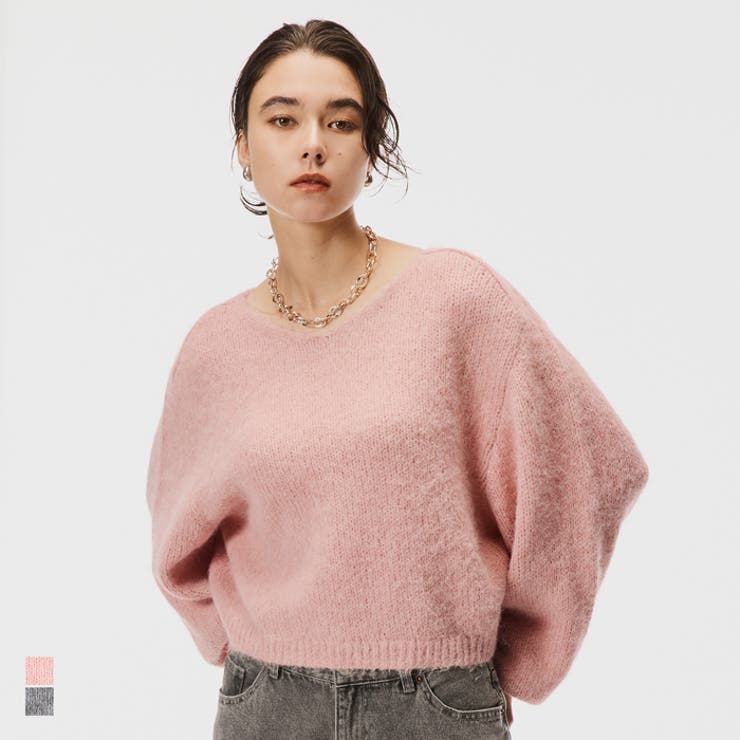 Vネックニットトップス レディース  | coca | 詳細画像1 