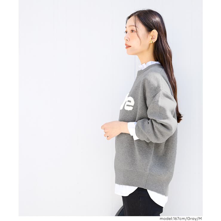 ロゴが映える、主役ニット。ダブルジャカードロゴニットトップス | coca | 詳細画像14 