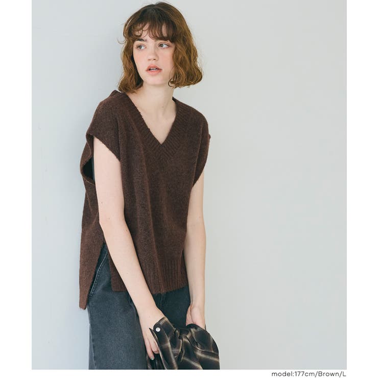 ヤク風Vネックニットベスト レディース | coca | 詳細画像15 