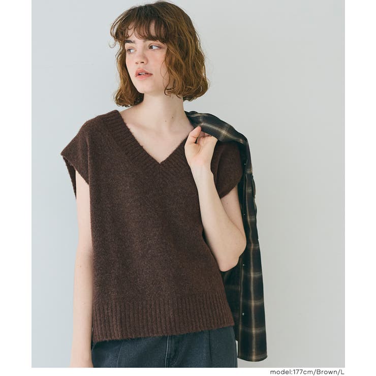 ヤク風Vネックニットベスト レディース | coca | 詳細画像17 