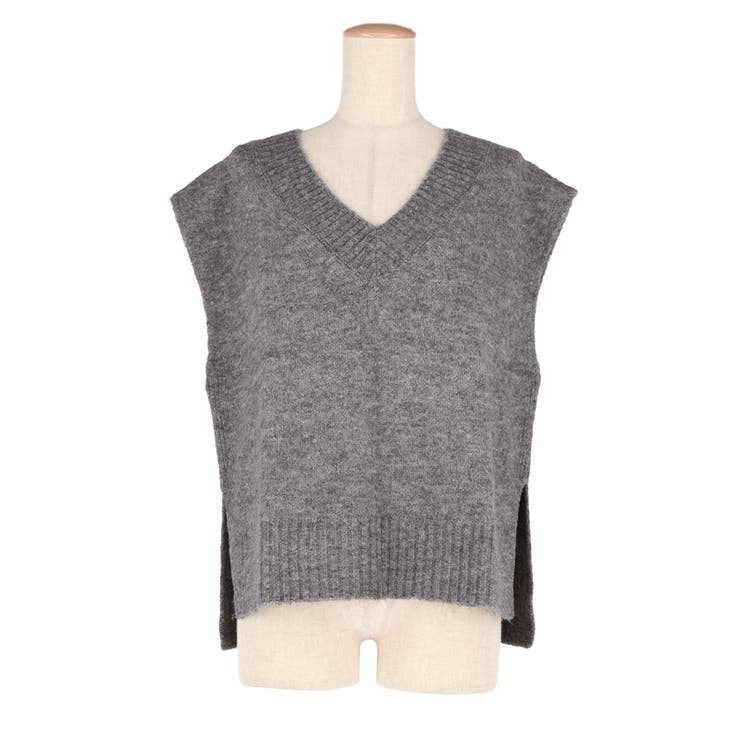 ヤク風Vネックニットベスト レディース[品番：PA000017484]｜coca