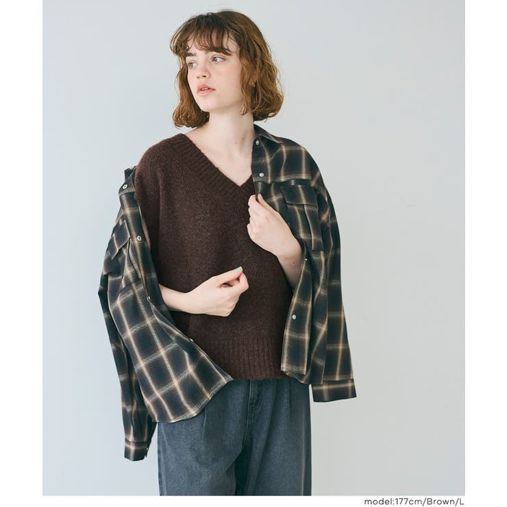 ヤク風Vネックニットベスト レディース | coca | 詳細画像22 