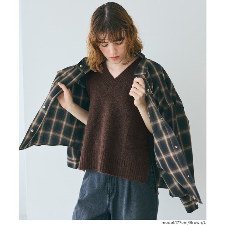 ヤク風Vネックニットベスト レディース | coca | 詳細画像23 