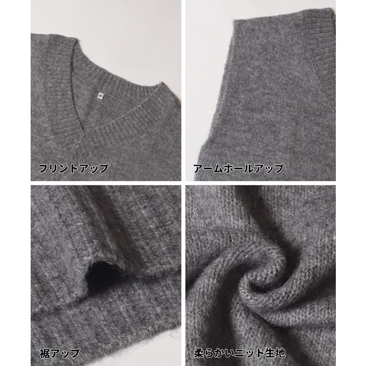 ヤク風Vネックニットベスト レディース | coca | 詳細画像25 