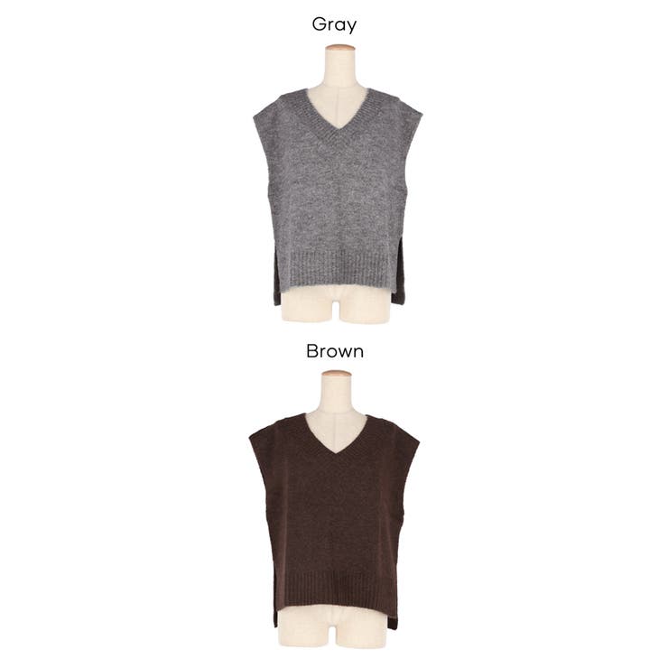 ヤク風Vネックニットベスト レディース | coca | 詳細画像26 