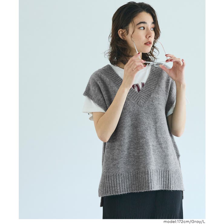 ヤク風Vネックニットベスト レディース | coca | 詳細画像7 