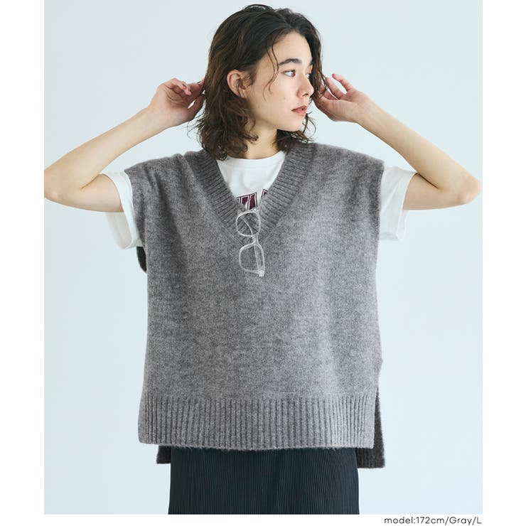 ヤク風Vネックニットベスト レディース | coca | 詳細画像10 