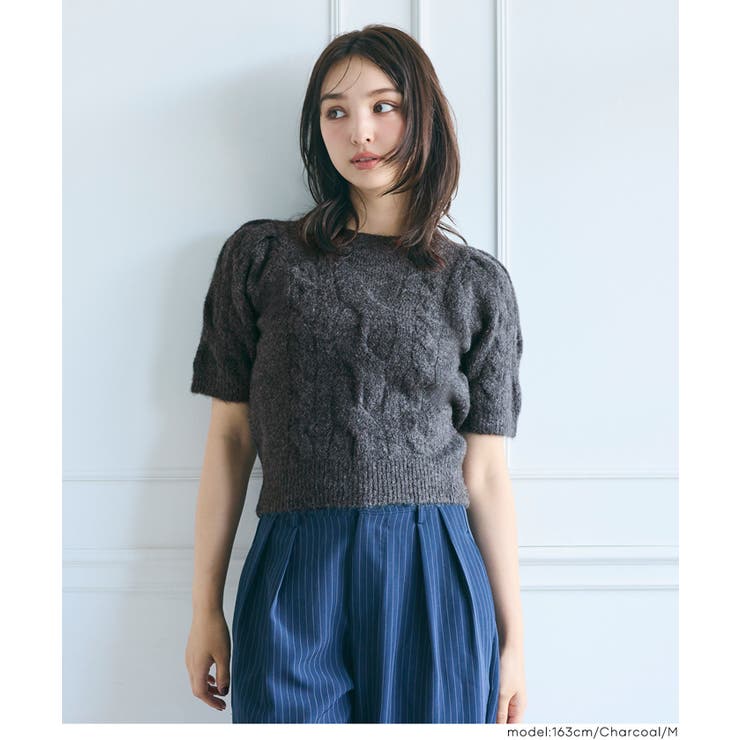 ヤク風ケーブル半袖ニット[品番：PA000017485]｜coca（コカ）の