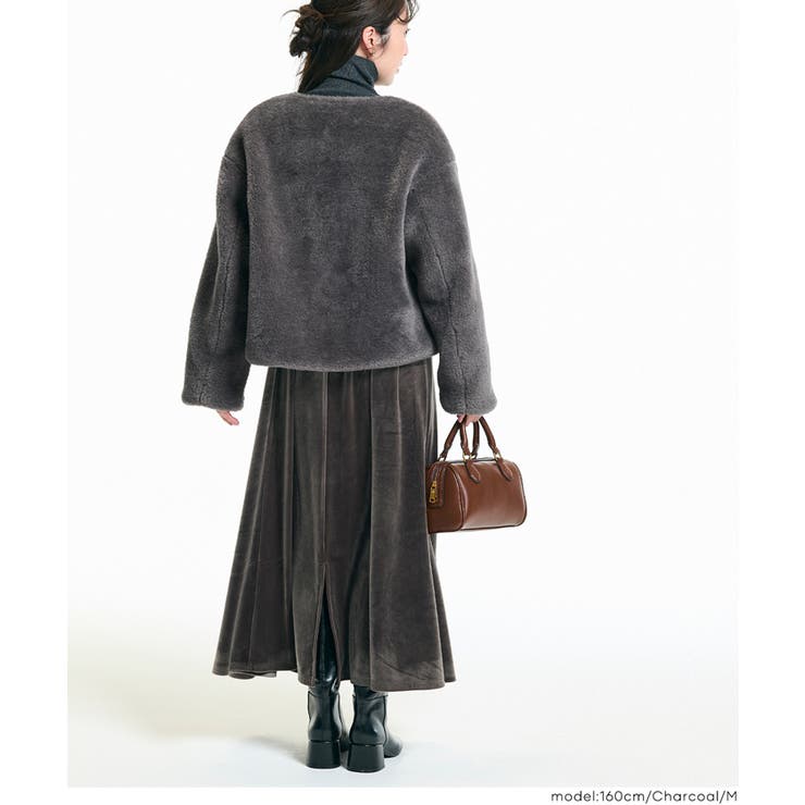 【洗える】フェイクファーノーカラーブルゾン | coca | 詳細画像12 