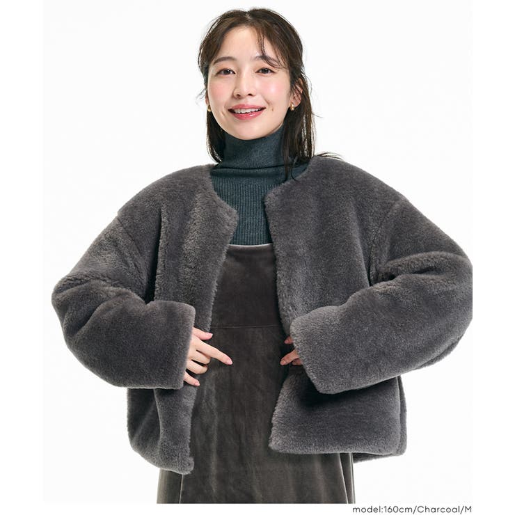 【洗える】フェイクファーノーカラーブルゾン | coca | 詳細画像14 