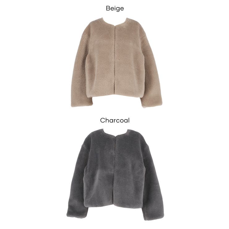 【洗える】フェイクファーノーカラーブルゾン | coca | 詳細画像16 