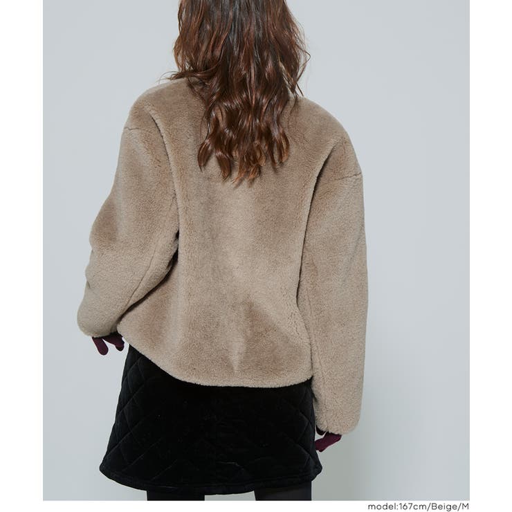 【洗える】フェイクファーノーカラーブルゾン | coca | 詳細画像6 