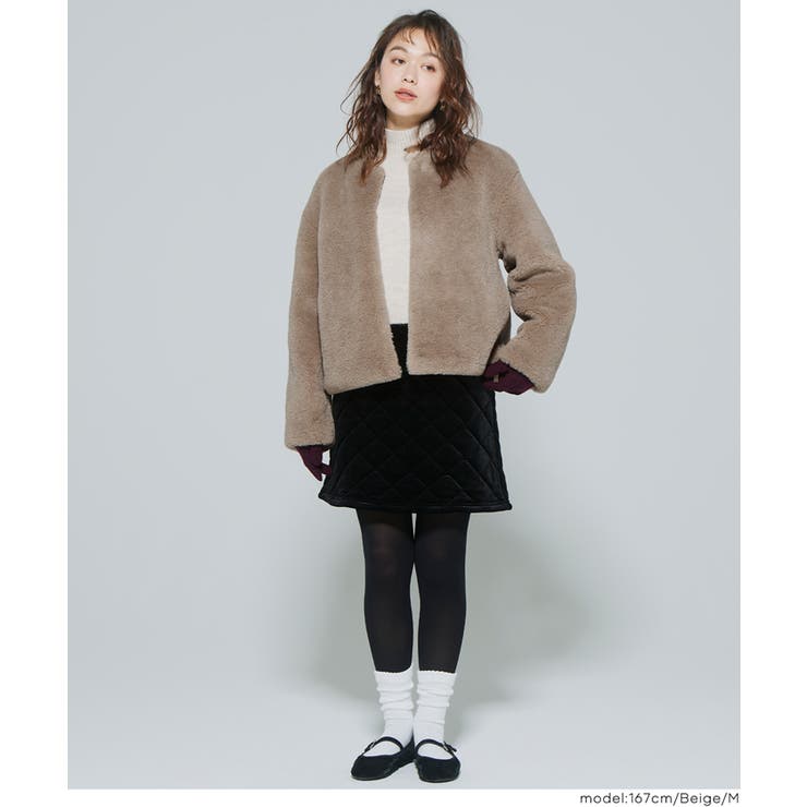 【洗える】フェイクファーノーカラーブルゾン | coca | 詳細画像7 