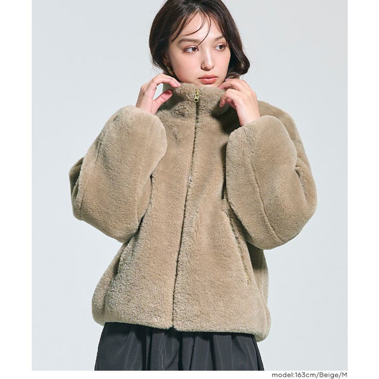 ［Beige］ | 【洗える】フェイクファースタンドカラーブルゾン | coca