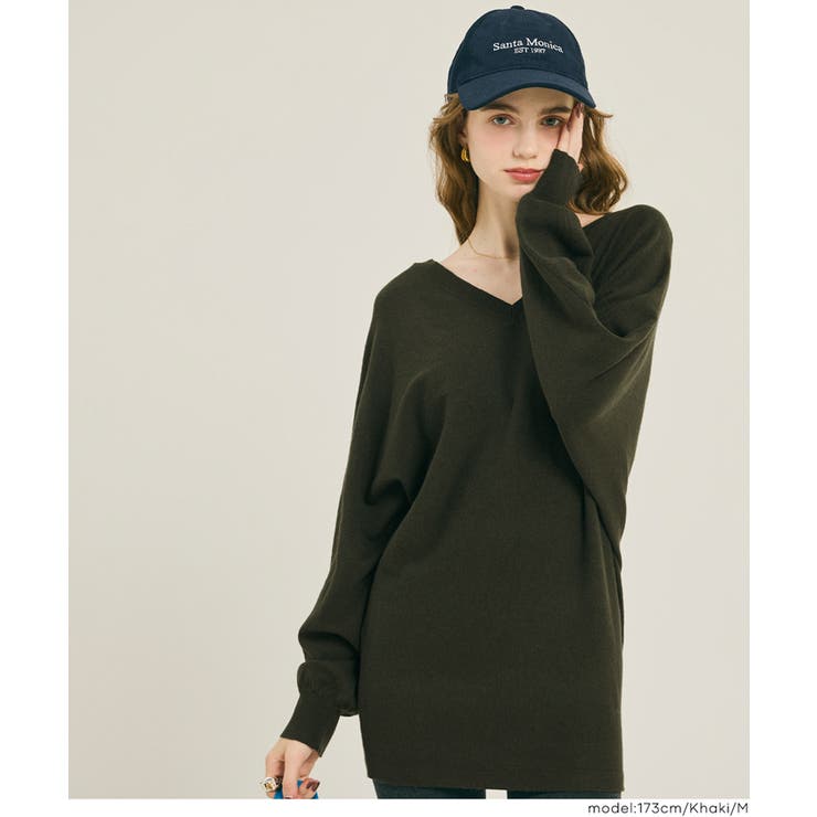 ［Khaki］ | Vネックニットチュニック | coca