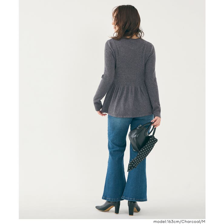 ペプラムギャザーニットトップス ウォッシャブル | coca | 詳細画像16 