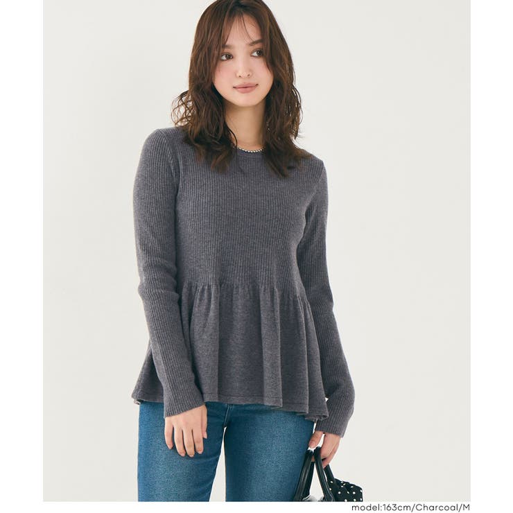 ペプラムギャザーニットトップス ウォッシャブル | coca | 詳細画像17 