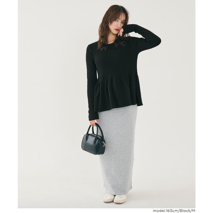 ペプラムギャザーニットトップス ウォッシャブル | coca | 詳細画像18 