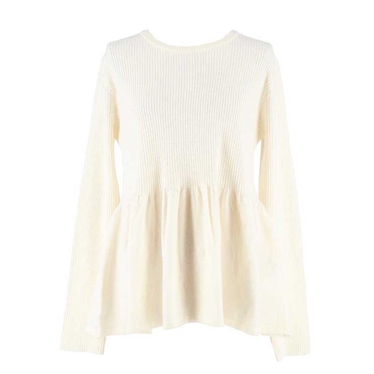 ペプラムギャザーニットトップス ウォッシャブル | coca | 詳細画像2 