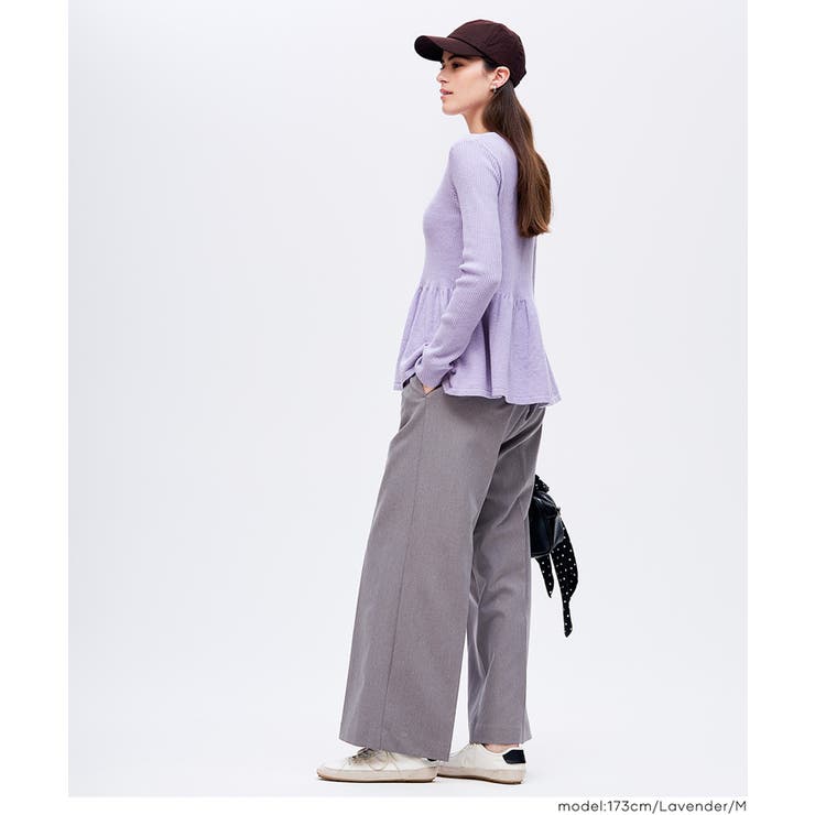 ペプラムギャザーニットトップス ウォッシャブル | coca | 詳細画像23 