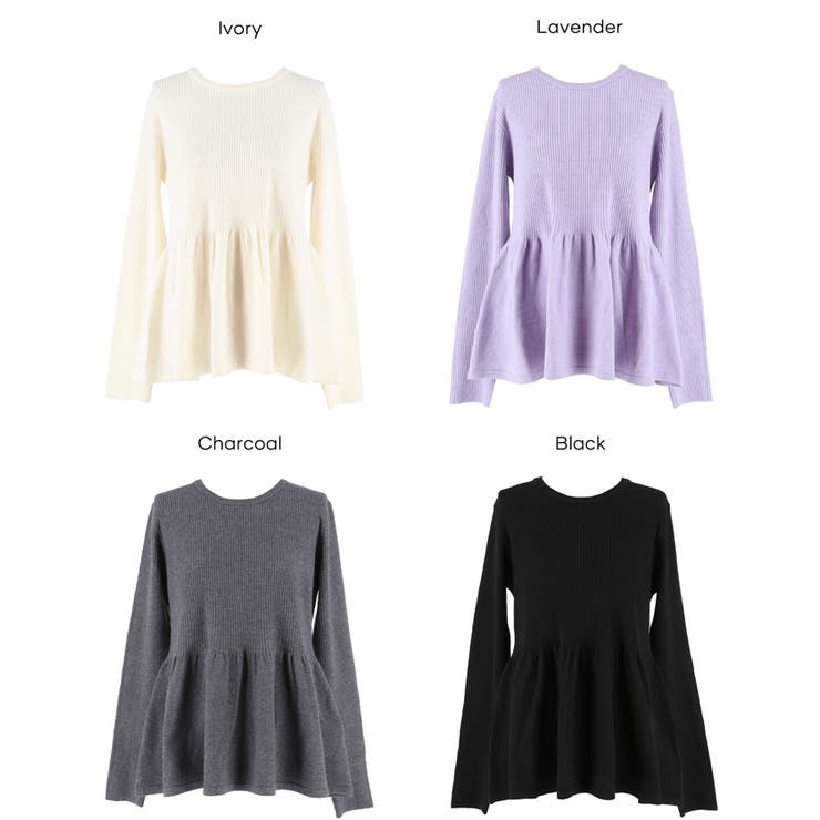 ペプラムギャザーニットトップス ウォッシャブル | coca | 詳細画像28 