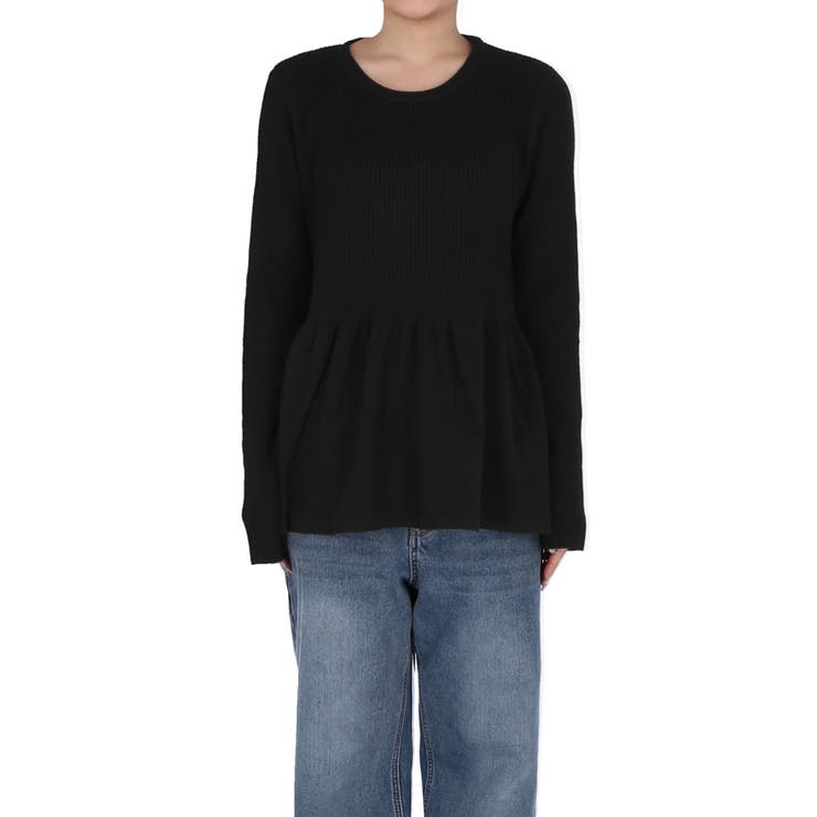 ペプラムギャザーニットトップス ウォッシャブル | coca | 詳細画像6 