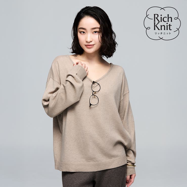 【RICH KNIT】Ｖネックプルオーバー | coca | 詳細画像1 