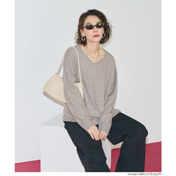 【RICH KNIT】Vネックオーバーサイズプルオーバー | coca | 詳細画像13 