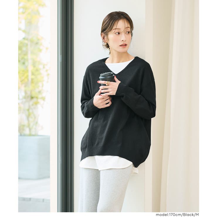 【RICH KNIT】Vネックオーバーサイズプルオーバー | coca | 詳細画像16 