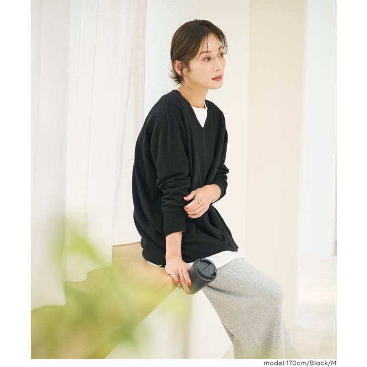 【RICH KNIT】Vネックオーバーサイズプルオーバー | coca | 詳細画像18 