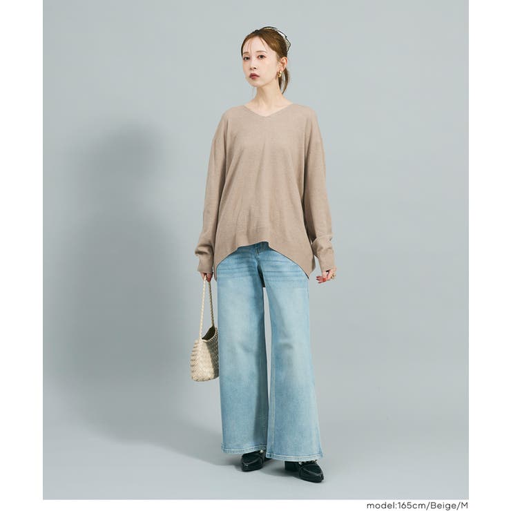 【RICH KNIT】Vネックオーバーサイズプルオーバー | coca | 詳細画像3 