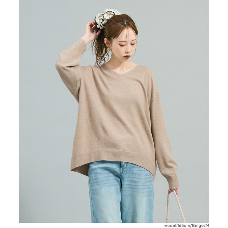 【RICH KNIT】Vネックオーバーサイズプルオーバー | coca | 詳細画像4 