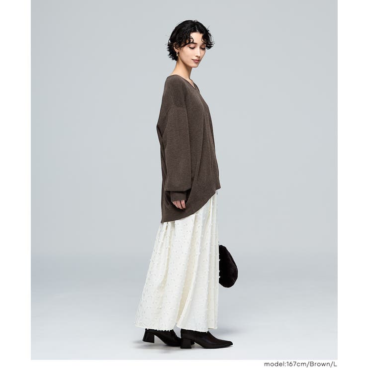 【RICH KNIT】Vネックオーバーサイズプルオーバー | coca | 詳細画像8 