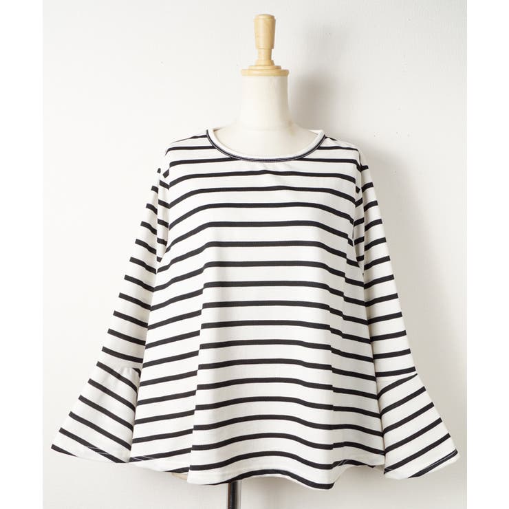 【みやさま専用】yori  ボーダーフレアカットソー☆ 30/1リサイクルムラ糸天竺ボーダー フレアTシャツ P92634 prit | prit
