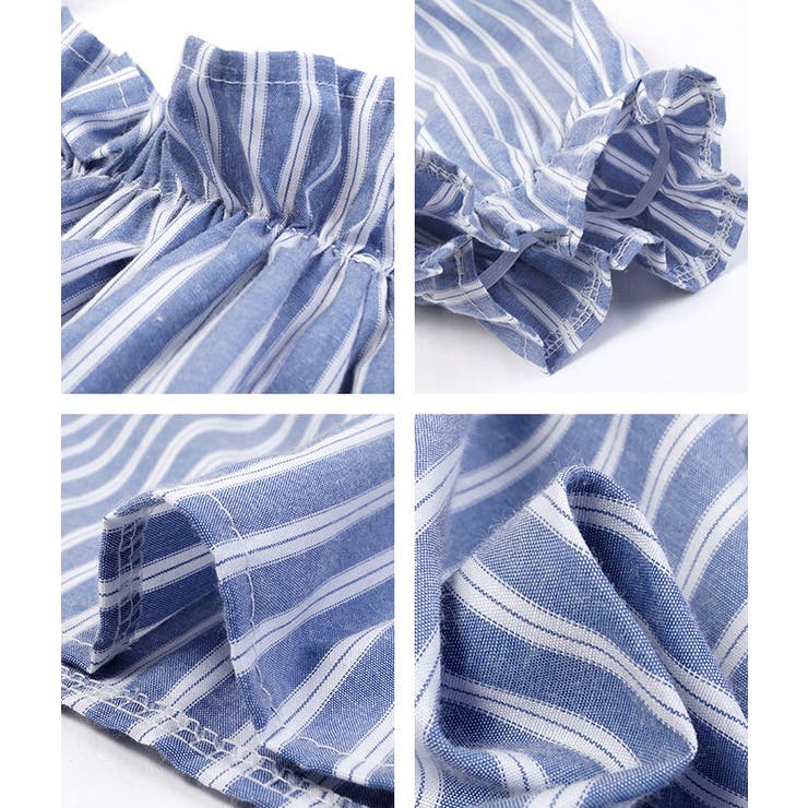 フリルストライプオフショルダートップス(ブラウス シャツ 16ss