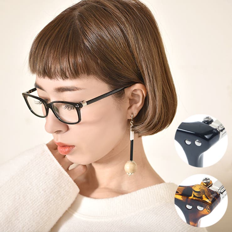 ファッション・伊達メガネ ブラック スクエアフレーム スクエア