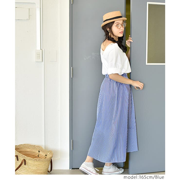 美品 Sarahwear ストライプ フレアスカート HYU ストライプギャザーフレアスカート（スカート）｜Spick